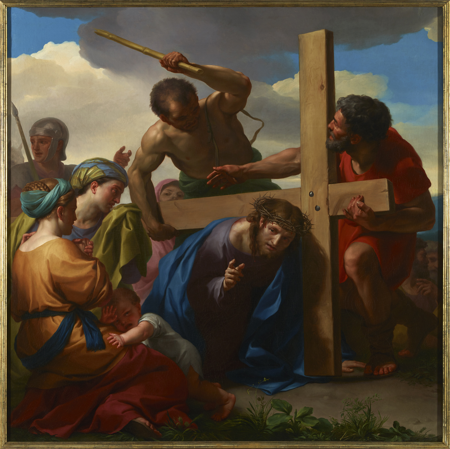 Caída de Cristo con la cruz a cuestas camino del Calvario