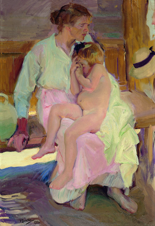 Imagen sobre: Madre e hija. Playa de Valencia
