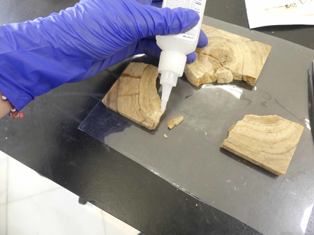 Proceso de consolidación de la piedra