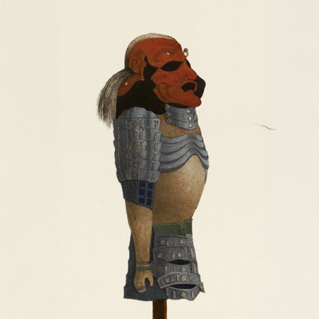 Detalle del kabuto sobre su armadura, Apud Jubinal-Sensi, hacia 1838, Real Biblioteca, ©Patrimonio Nacional
