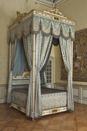 Bed of the Prince and Princess of Naples, Isabel of Bourbon and Gennaro of Bourbon; Antonio Pomareda; Pablo Palencia; Jorge Balze; Andrés del Peral; Julián García Martín López, 1802, inv. 10010316-10010318, Patrimonio Nacional