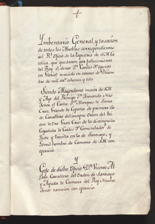 Will of Charles III, volume III: General inventory and valuation of all the furniture in the Royal Tapestry and Upholstery Office of his Catholic Majesty that remained due to the King’s death, 1789, AGP, Patrimonio Nacional