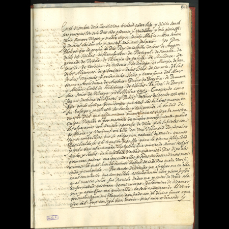 Testamento original del rey Felipe II