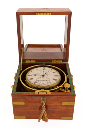 Cronómetro de marina con estuche, Santiago James Moore French, h. 1850, inv. 30233110, Patrimonio Nacional. Foto: Francisco Jaén