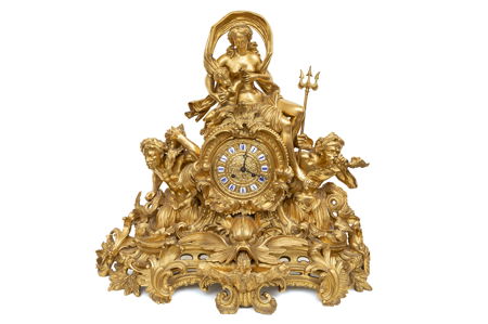 Reloj de sobremesa "Anfitrite" h. 1865, inv. 10006526, Patrimonio Nacional. Foto: Mario Sedeño