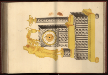 Álbum de dibujos de cajas de relojes, 1810-1830, DIG/CS2/MS140, Real Biblioteca, Patrimonio Nacional