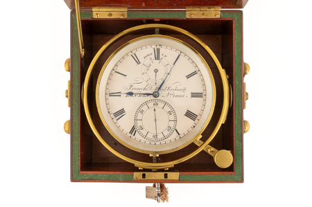 Cronómetro de marina con estuche, Santiago James Moore French, h. 1850, inv. 30233110, Patrimonio Nacional. Foto: Francisco Jaén