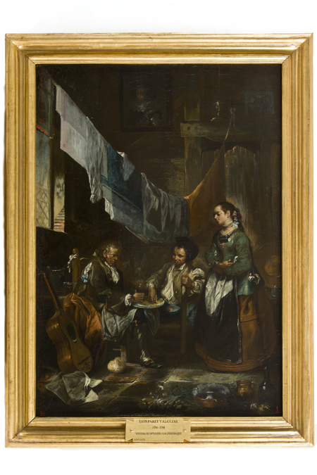 Imagen sobre: Ciego y lazarillo comiendo huevos