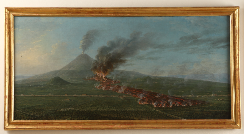 Vista diurna del Vesubio en erupción