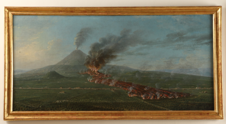 Vista diurna del Vesubio en erupción