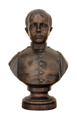 François Willème, El príncipe de Asturias, futuro Alfonso XII, h. 1865, galvanoplastia de cobre patinada, Nº Inv. 10086568, Patrimonio Nacional, Foto: Mario Sedeño