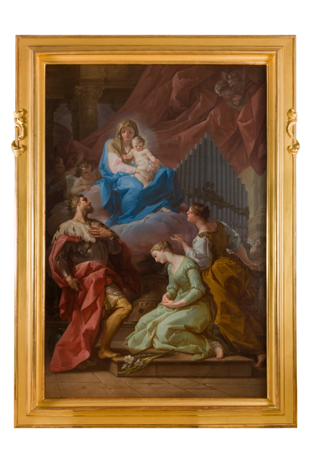 Imagen sobre: La Virgen y el Niño con san Fernando, santa Bárbara y santa Cecilia