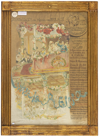 Cartel de la corrida regia con motivo del enlace real, Mariano Benlliure Gil; A. Ángel, 2 de junio de 1906, 28103562, Patrimonio Nacional. Foto: Mario Sedeño