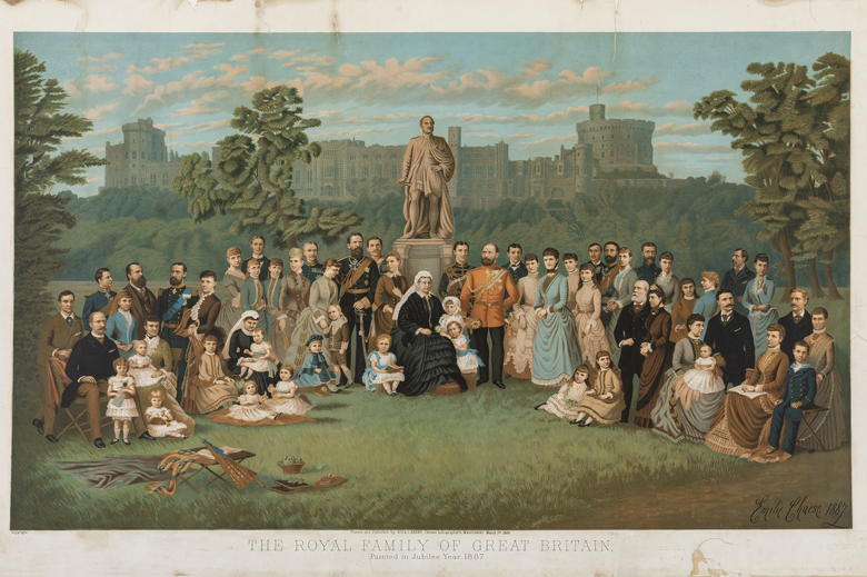Imagen sobre: La Familia Real inglesa, pintada en el Jubileo de Oro del año 1887