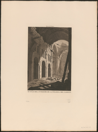 Ruins of the Interior of the Carmelite Church, Fernando Brambila and Juan Gálvez, 1812, ed. 1925, sign. IX/M/223 (3), Real Biblioteca, Patrimonio Nacional