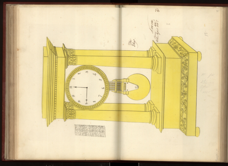 Álbum de dibujos de cajas de relojes, 1810-1830, DIG/CS2/MS140, Real Biblioteca, Patrimonio Nacional